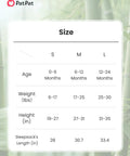 Size chart for Soft Bamboo Viscose Baby Sleep Sack 1.0 TOG For 0-6 Months, Breakfast Friends.