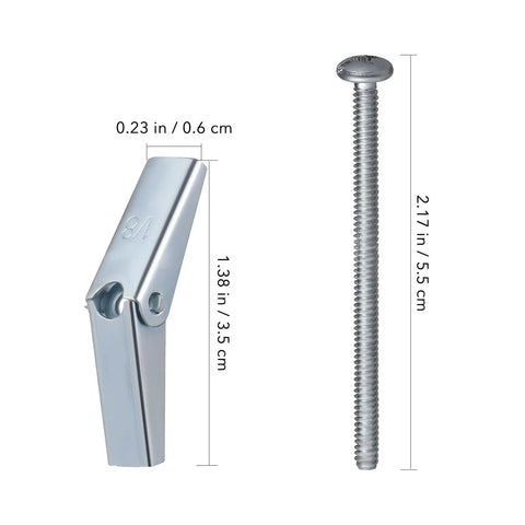 20 Piece Wing Nut And Bolt Kit With Toggle Bolts For Drywall And Heavy Duty Fastening, Quick Release Screws showing dimensions