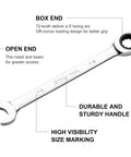 Ratcheting Seven Eighth Inch Combination Wrench With 72 Tooth Gear, Reversible 12 Point Box End, Forged Chrome Vanadium Steel.