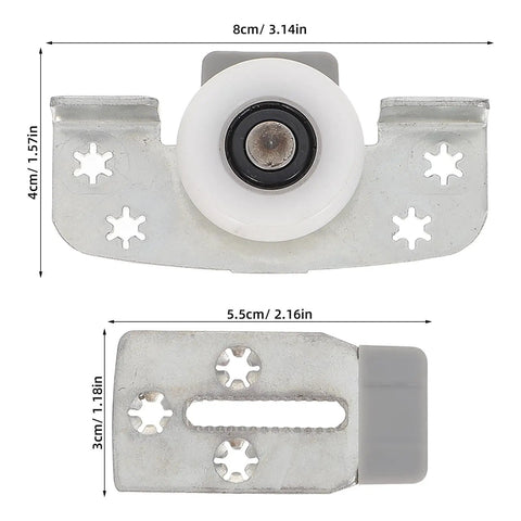 Heavy Duty Sliding Door Wheels For Cabinets And Closets 2 Pack Adjustable Iron Rollers, metal track hardware with white roller.