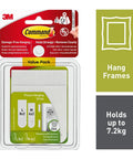 Damage Free Picture Hanging Strips For Walls No Tools Needed Medium And Large White Mounts For Quick Decor Fixes In Living Rooms And Dorm Rooms 4 Medium Pairs And 8 Large Pairs product packaging with weight capacity and frame illustration.