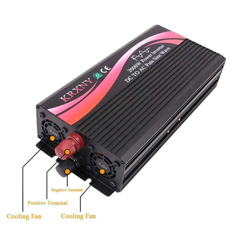 2000W Pure Sine Wave Inverter Rock Solid 48V DC To 110V AC 60Hz With LED Display Off Grid Solar System Ready front view