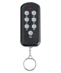 Heavy-Duty Outdoor Power Stake with Smart Timer Acts As a Power Party Starter Transforming One Dead Outlet Into Six Connected Hubs, 50 ft Weatherproof Extension Cord with Remote Control and Dusk to Dawn Auto Switch for Christmas Lights Patio remote control with timer buttons and keychain.