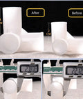 Heavy Duty Portable Hanging Closet Organizer Built Tough With Reinforced Steel Frame Quick Snap Assembly showing measurements before and after.