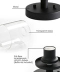 Detailed components of 2-Light Industrial Glass Shade Semi Flush Mount Ceiling Fixture, including glass shade and metal base