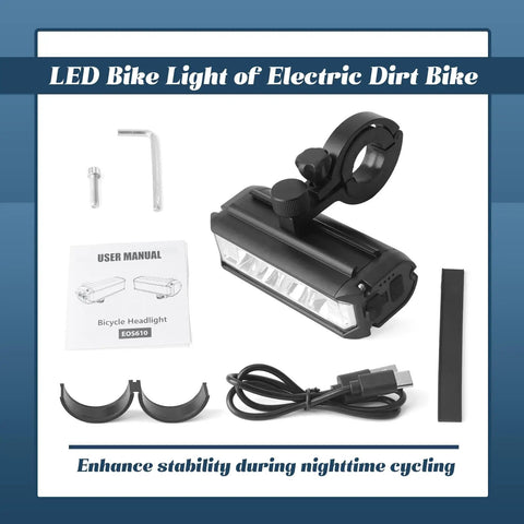 Led Bike Light For Tuttio Soleil01 Electric Dirt Bike USB Rechargeable Headlight With Mounting Bracket And Tools, Ultra Bright Night Riding Beam And Daytime Running Lights For Off Road MTB