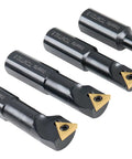 Beefy Pro Grade 4 Piece Stubby Length Indexable Boring Bar Set with Carbide TiN Coated TCMT Inserts and Spare Screws 3/4-Inch Shanks