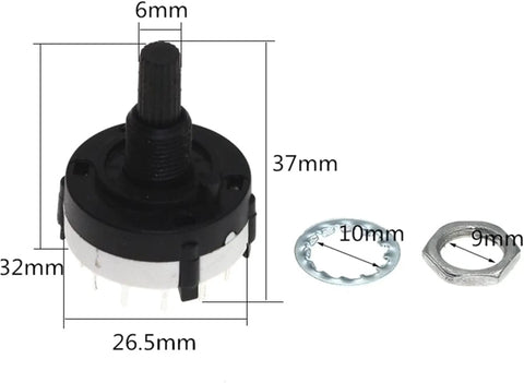 Plastic Rotary Band Switches Ten Pack RS26 4 Pole 3 Position 2 Pole 6 Position 1 Pole 12 Position With 21MM Handle Axis Switch