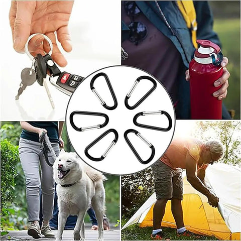 Six Pack 3 Inch Aluminum Carabiner Clips Keychain Hooks Silver Lightweight Durable For Everyday Carry And Key Fob Gear