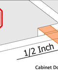 Diagram showing 1/2-inch overlay measurement for 40 Pack One Half Inch Overlay Soft Close Face Frame Cabinet Hinges With 105 Degree Six Way Adjustment And Three Cam Concealed Kitchen Cabinet Door Hinges With Screws Included Easy Install.