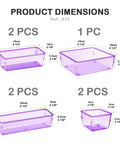 Modular Drawer Organizer Set With 7 Bins In 4 Sizes For Office, Home, Makeup, Kitchen And Junk Drawers, Clear Purple Plastic Storage Trays
