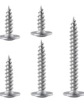 Knockout Value 95 Piece Assortment Kit Featuring Number 8 Phillips Truss Head Wood Screws And Stainless Steel 410 Self Tapping Metal Fasteners With Drywall Plastic Anchors For No Fuss Diy Home Upgrades - Close up of stainless steel truss head screws.