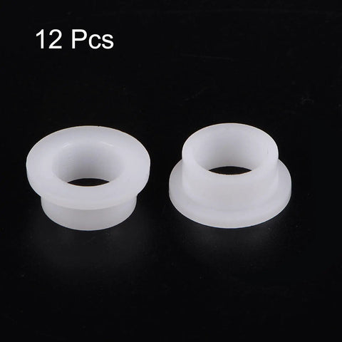 12 Pack Flanged Sleeve Bearings Plastic Bushings Nylon White Bore 10mm By 13mm OD By 6.5mm Length Flange 16.5mm Self Lubricating