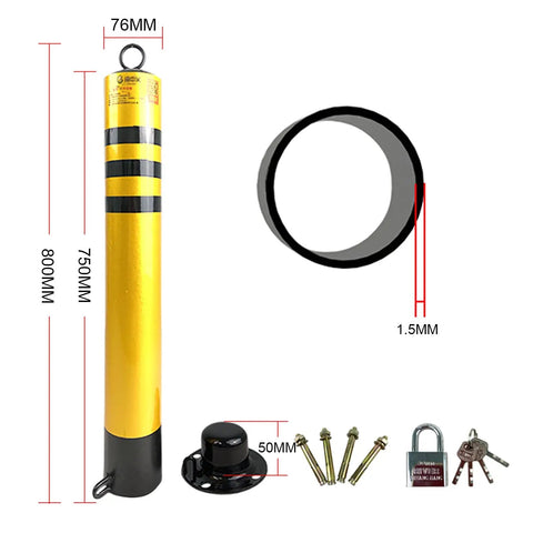 Hardcore Removable Parking Posts For Driveways Rock Solid Metal Security Bollards With Chain And Padlock Reflective Night Visibility Lock Down Your Street Built Ridiculously Tough
