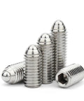 M12 X 45Mm 304 Stainless Steel Spring Ball Plunger with hex adjustment for rigid mounts, showing five positions.