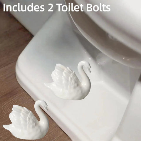 Upgrade Your Bathroom Game With Super Slick Ceramic Toilet Bolt Caps Featuring A Chic White Swan Design and Decorative Screw Covers That Totally Level Up Your Home Aesthetic And Keep Things Looking Fresh. Includes 2 elegant white swan design ceramic toilet bolt caps.
