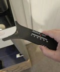 Slick Sliding Radius Gauge With A Solid Ergonomic Grip And Dang Accurate Engraved Scale For Quick Drafting And Hardwood Joinery Projects Plus Rustproof Finish For Daily Shop Grind in use measuring a curve on a surface.