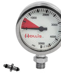 Metal Pressure Gauge Module 0 To 5000 PSI With Bourdon Tube Luminescent Faceplate Viton O Rings Oxygen Clean Chrome Plated Brass Housing