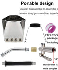 Parts of Beast 4 Jet Plaster And Stucco Sprayer Pneumatic Cement Mortar Gun including sprayer head, handles, and tape.