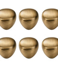 Six Pack Slick French Antique Brass Teardrop Drawer Knobs, Dope Zinc Alloy Single Hole Cabinet Handles, set of 6, 27x29mm.