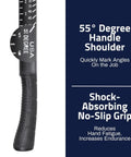 55-degree handle and no-slip grip of 18 Oz Premium 4340 Steel Rip Claw Hammer With Shock Absorbing Poly Fiberglass Handle