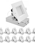 Real Deal 4 Inch Canless Recessed LED Lights Featuring Quick Dial 5 Cct Color and Heavy Duty Brackets for Tight Ceiling Gaps Wet Rated Square Trim, front view