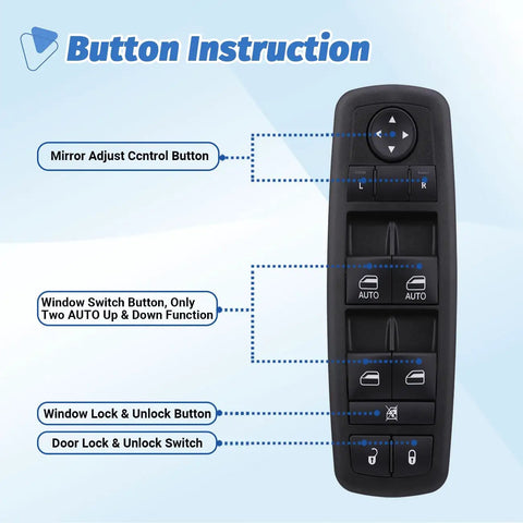Power Window Switch Master Control Button Replacement For Ram 1500 2500 3500 2016 2018 And Compatible With Dodge Charger