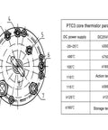 PTC3 thermistor parameter diagram showing temperature ranges and electrical values for effective use in Hella Reliable Four Point Five Kilowatt Water Cooled Automatic Spindle.