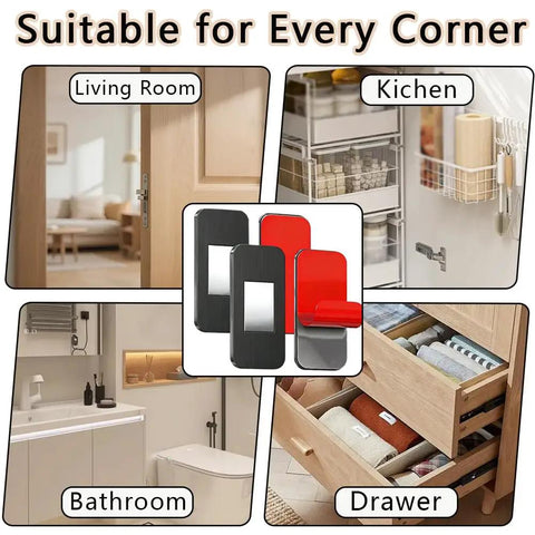 No Drill Magnetic Cabinet Door Catch With Ultra Strong Adhesive Mount Drawer Magnet Latch in living room, kitchen, bathroom, drawer