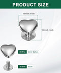 Level Up Your Look With These Top Shelf 30 Piece Heart Shaped Metal Stud Rivets 10Mm Screw Back Embellishments Ideal For Leather Gear Bags And Clothing DIY Projects Silver size diagram showing 10mm heart rivets.