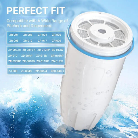 Replacement Water Filter Pack Of 6 For Pitcher And Dispenser Models ZR 001 ZR 017 ZR 004 ZP 006 ZD 013 ZS 008