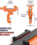 3 Inch Table Vise With 360 Degree Swivel Base Clamp On Bench Vise for woodworking and metalworking, dimensions displayed