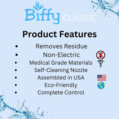 Biffy Classic product features for must have classic bidet attachment for toilets with 8 stream spray self cleaning