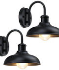 Rustic Farmhouse Outdoor Barn Lights With Curved Arms For Porch Black Matte Finish Outdoor Wall Lanterns With Industrial Charm And Weather Resistant Build For Patio And Entryway, 2-light set