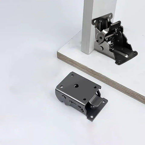 Self Locking Folding Table Leg Brackets With Heavy Duty Hinge And Screws for easy assembly on table support.