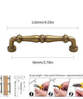 Two Pack Bronze Vintage Brass Cabinet Pulls 3.78 Inch Die Cast Hardware Handle for Kitchen Cabinets Wardrobes Drawers Dressers