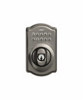 Camelot Electronic Keypad Deadbolt Lock With Keyless Front Door Entry In Antique Pewter Finish, Mechanical Key Backup Included