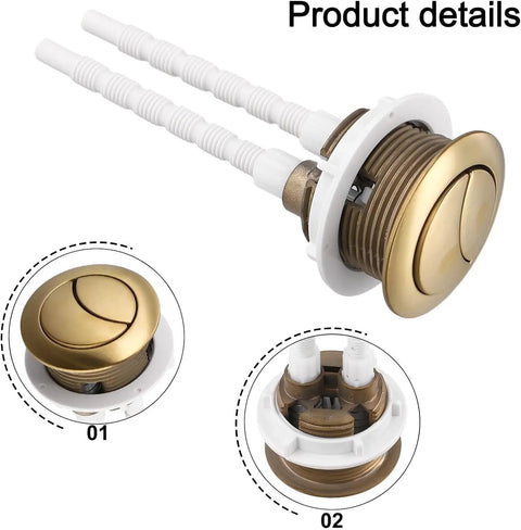 38mm Gold Toilet Handle And Button Pusher Upgrade With 360 Degree Rotatable Tool Free Adjustment Universal Fit For 38mm Thread Smart Toilet Push Button Topper, detailed view