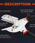 Kickass Heavy Duty Miter Shears Multi Angle Cutter with non-slip handle, safety lock, and anti-rust blade for precise cutting.