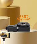 100mm Electric Rotary Stage Pro Grade Motorized Rotation Platform with stepper motor and worm gear shown at 360-degree turn
