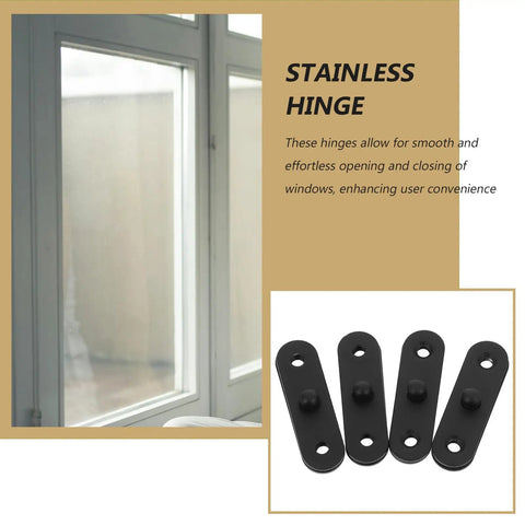 Hidden Pivot Door Hinges Set Concealed Heavy Duty 4 Pack In Stainless Steel displayed next to a window with sleek design