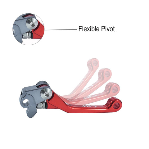 Red CNC Aluminum Brake And Clutch Lever Pivot Handle For CRF125F 2014 Through 2026 Dirt Bike with flexible pivot feature.
