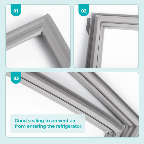 Fridge Door Gasket Replacement Seal For French Door Refrigerators Durable OEM Quality Easy Install Fits W10163991 shown in detail.