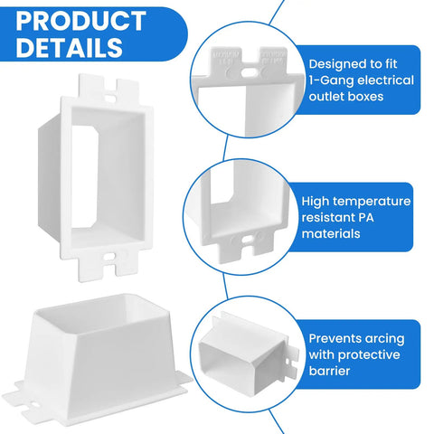 8 Pack 1-Gang Electrical Box Extenders With 16 Screws, Durable Plastic Outlet Box Extension Kit for Single Gang Power Switch Receptacles, White