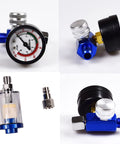 Quarter Inch Air Compressor Oil Water Separator with regulator gauge, inline filter, aluminum alloy construction, 0-140 PSI