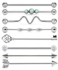 Industrial Barbell Earrings Set 14g Stainless Steel Scaffold Piercing Jewelry 38mm One And A Half Inch Eight Piece Kit Lead Free Nickel Free