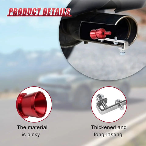 YoRise red aluminum car exhaust whistle with mounting clamp for universal tail-pipe fit