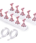 Two Sets Pink Nail Practice Stands With Magnetic Display Bases And Acrylic Nail Holders For Press Ons Includes Double Sided Tape For DIY Home Salon Tools Kit