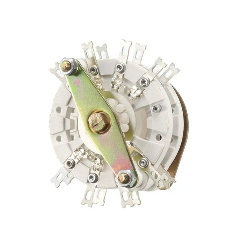 Band Selector Rotary Switch 4 Pole 3 Position 2 Deck 16 Pin For Radio TV And Industrial Control Panels, top view with metal shaft
