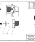 CV100MT 1 in NPT polypropylene check valve; front, side, cross-section and 3D render views.